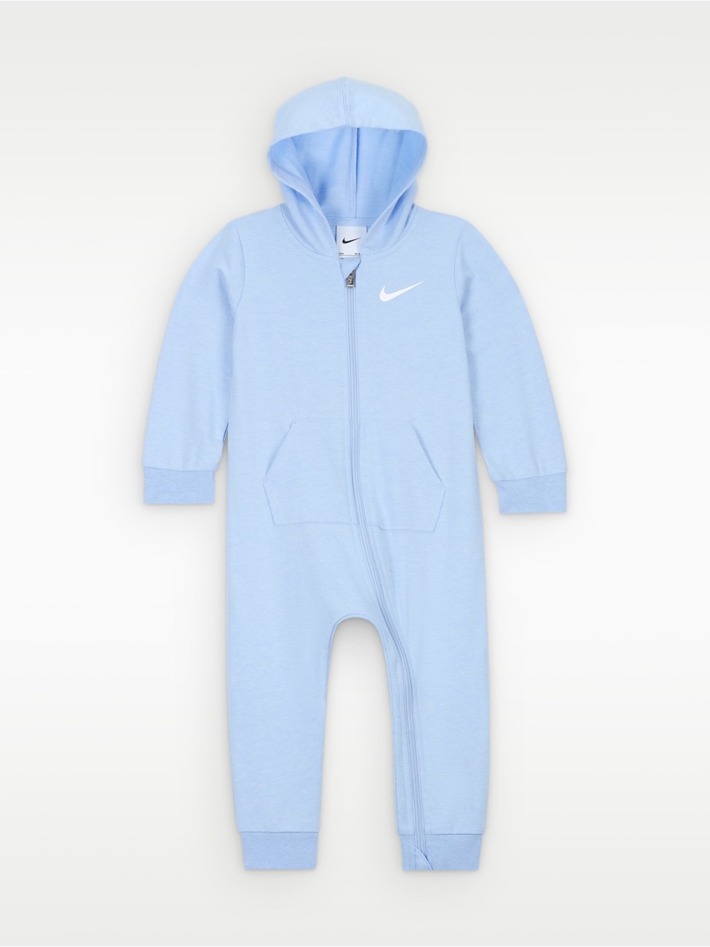Nike Baby Light Blue Hooded Zip One-Piece Bodysuit